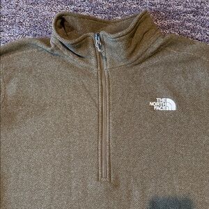 The North Face Sweater Mens Large Green Quarter Zip Fleece Pullover Outdoor